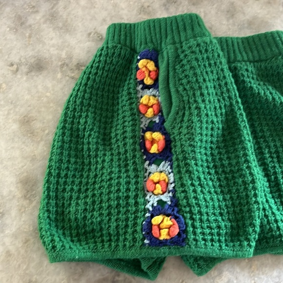 Japanese vintage crocheted shorts green with flowers. - Picture 3 of 9